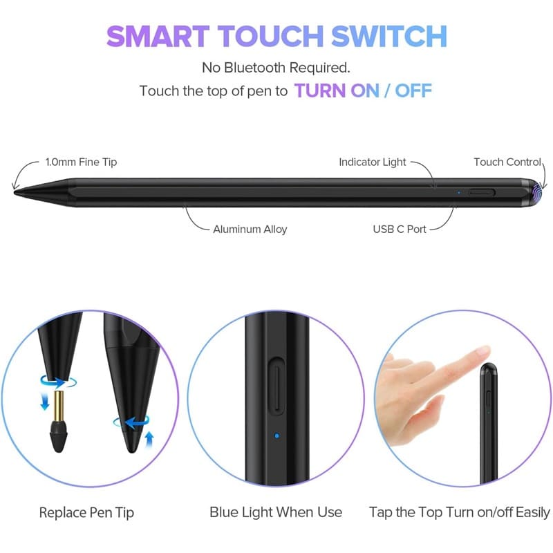 Stylus Pen for iPad No Bluetooth Required Easy Touch Switch