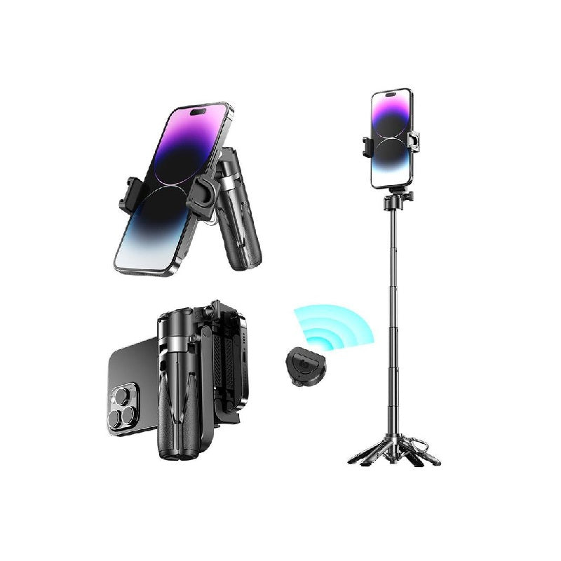 Foldable selfie stick for iPhone with portable tripod stand