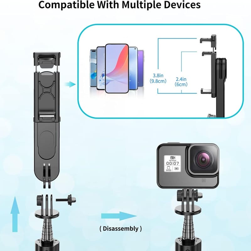 Selfie tripod with 3 color lighting modes for professional photos