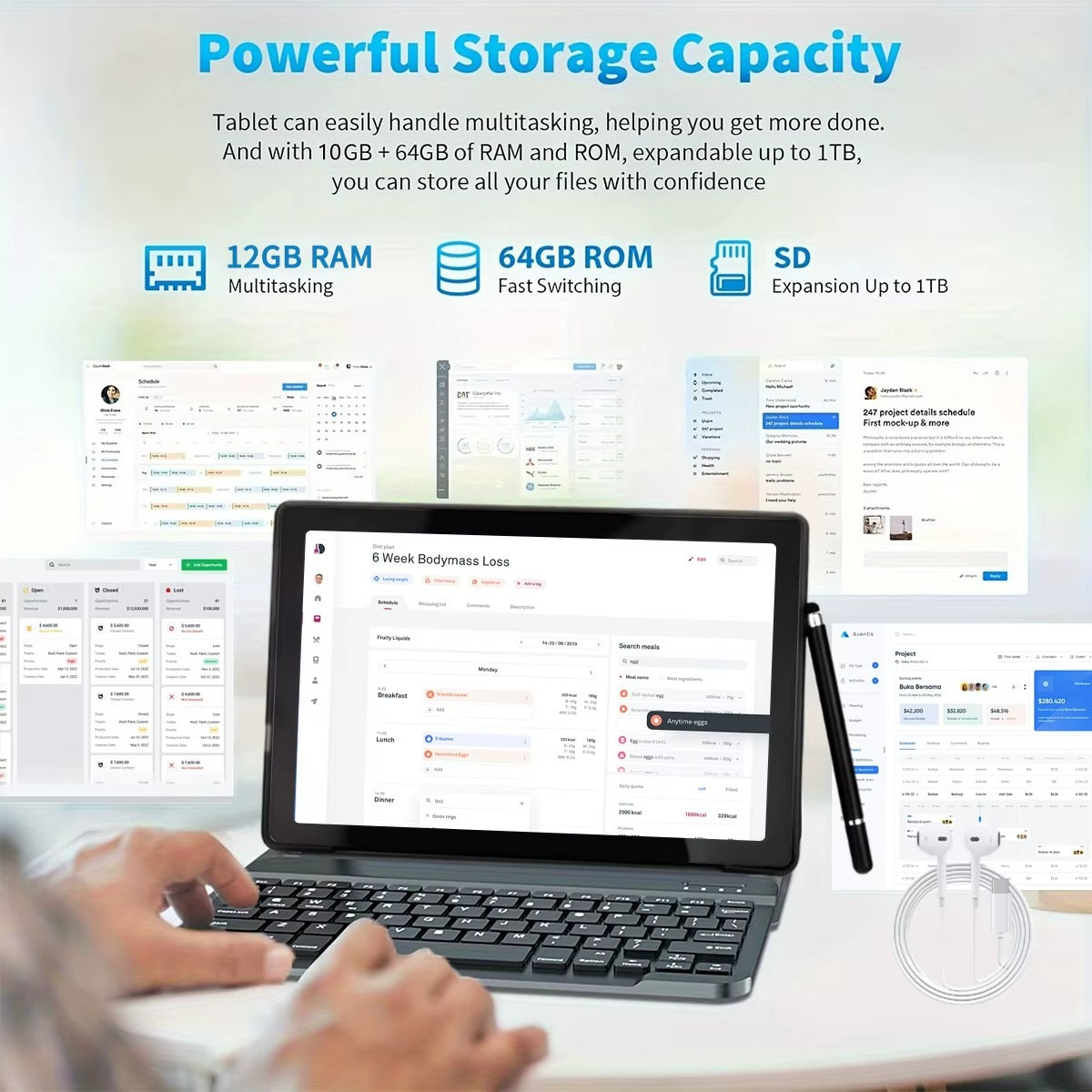 Android tablet with 12GB RAM and 1TB expandable storage